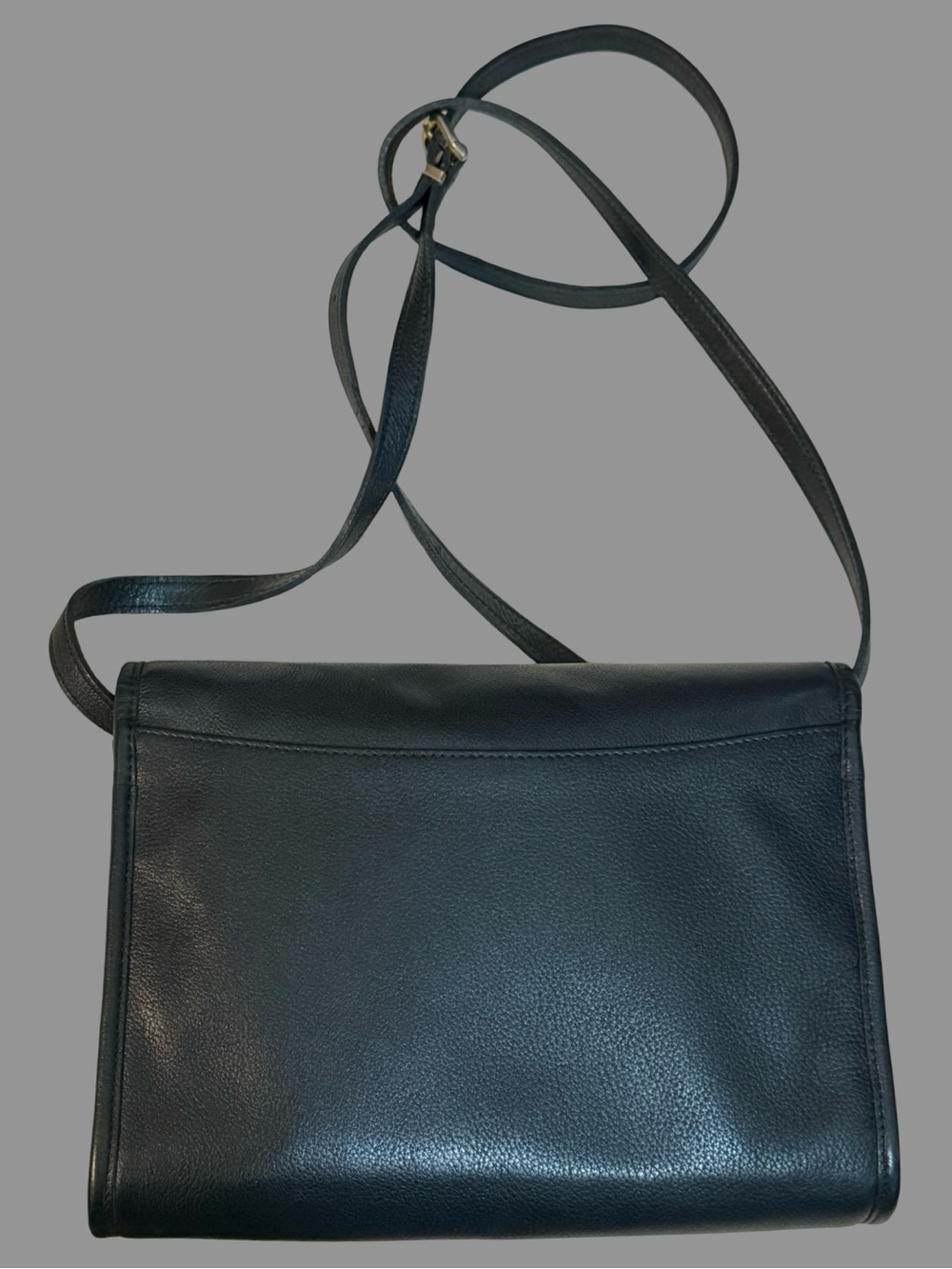 Vintage Longchamp Paris Black Leather Flap Crossbody Bag - Made in France - Picture 2 of 11
